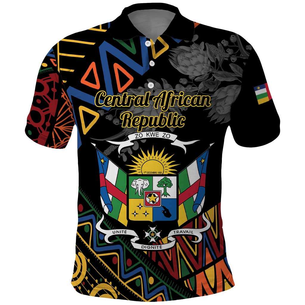 Personalized Central African Republic Polo Shirt Protea African Pattern LT01