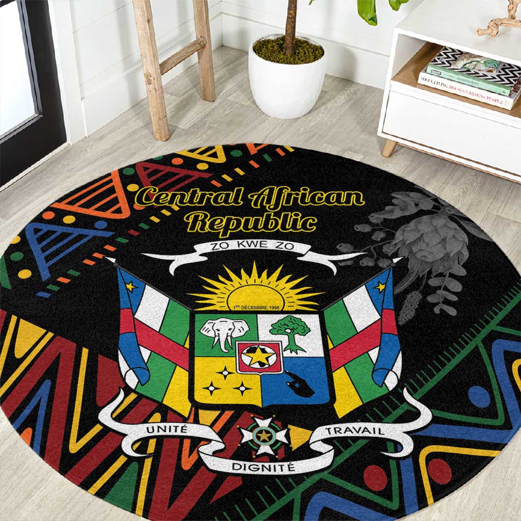 Central African Republic Round Carpet Protea - African Pattern LT01