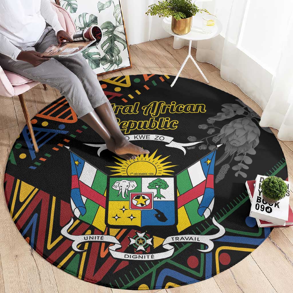 Central African Republic Round Carpet Protea - African Pattern LT01