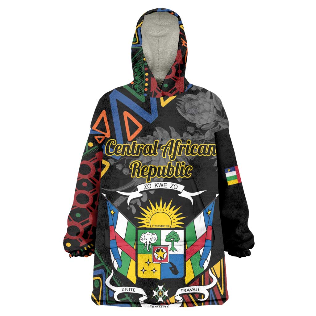 Personalized Central African Republic Wearable Blanket Hoodie Protea - African Pattern LT01