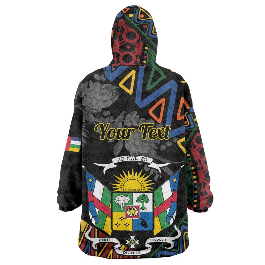 Personalized Central African Republic Wearable Blanket Hoodie Protea - African Pattern LT01