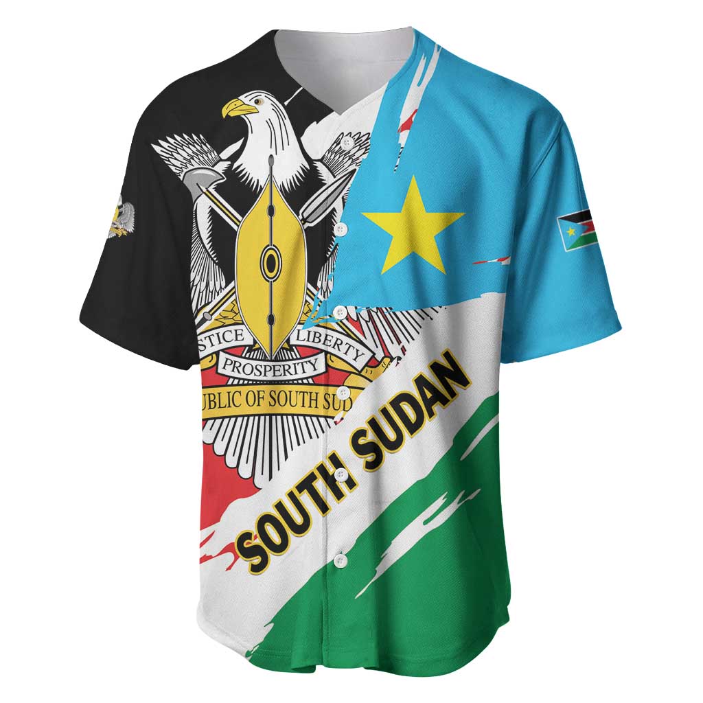 Personalized South Sudan Baseball Jersey East Africa - Grunge Flag Unique LT01