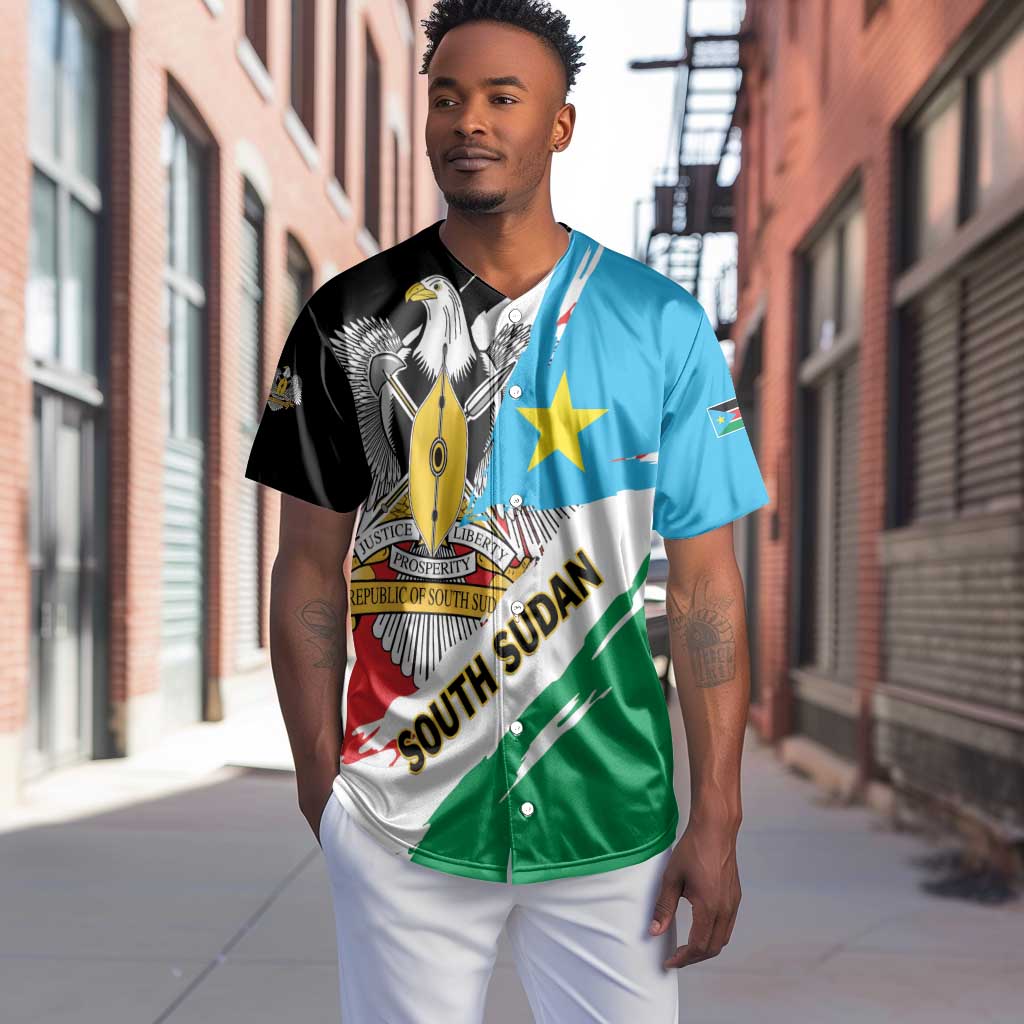 Personalized South Sudan Baseball Jersey East Africa - Grunge Flag Unique LT01