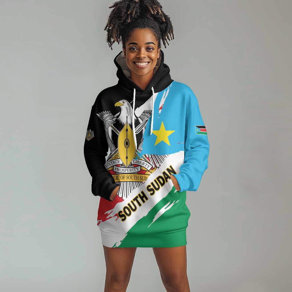 Personalized South Sudan Hoodie Dress East Africa - Grunge Flag Unique LT01