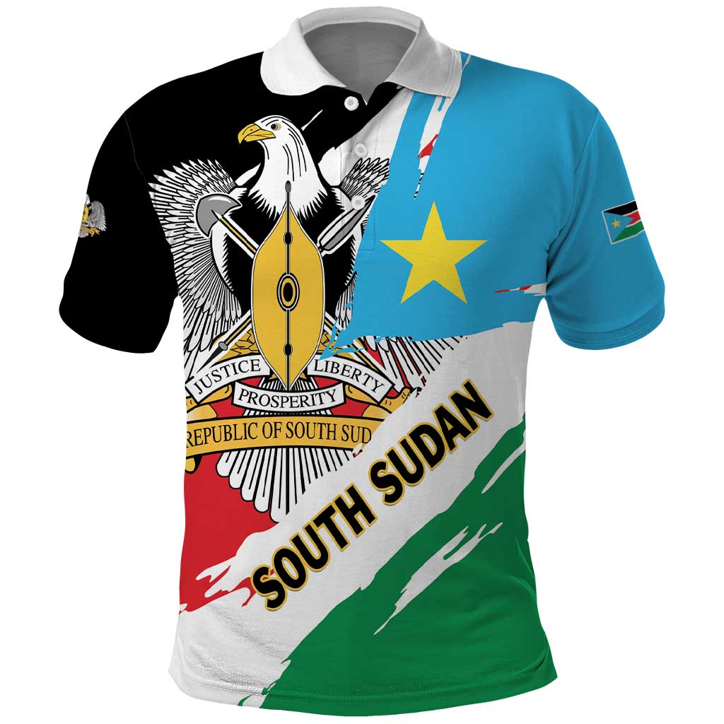 Personalized South Sudan Polo Shirt Grunge Flag Style LT01
