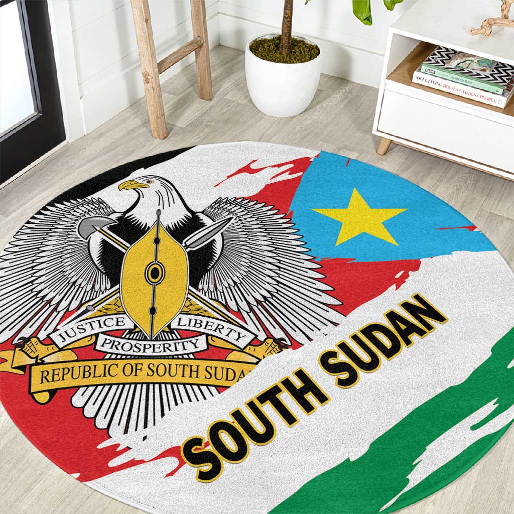 South Sudan Round Carpet East Africa - Grunge Flag Unique LT01