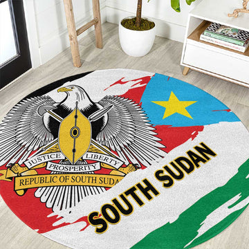 South Sudan Round Carpet East Africa - Grunge Flag Unique LT01