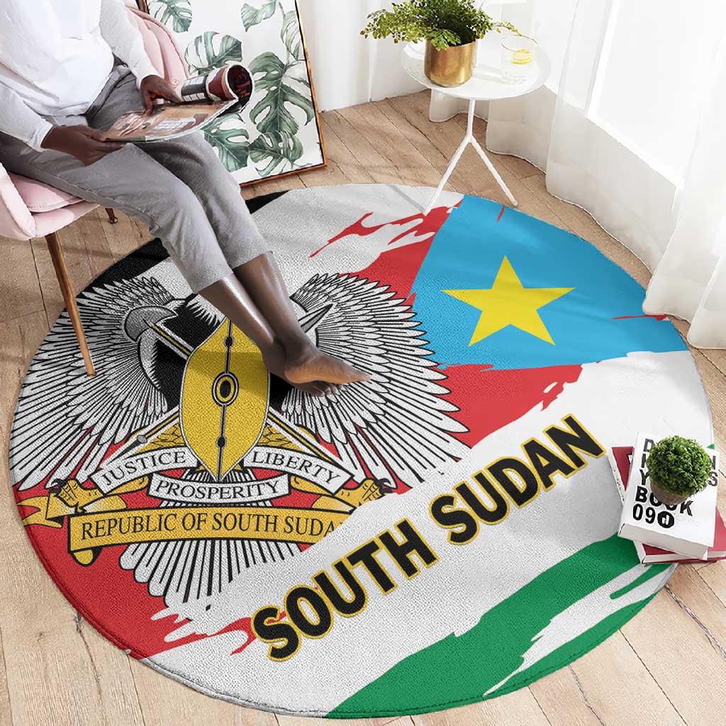 South Sudan Round Carpet East Africa - Grunge Flag Unique LT01