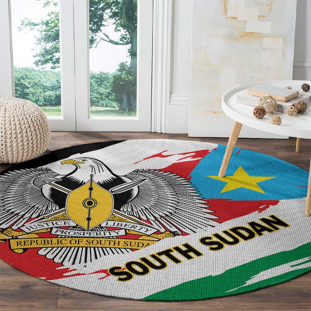South Sudan Round Carpet East Africa - Grunge Flag Unique LT01