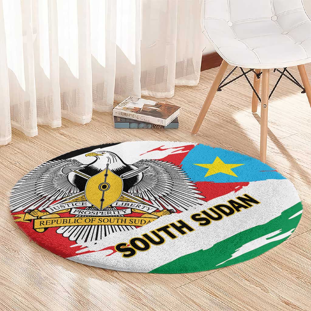 South Sudan Round Carpet East Africa - Grunge Flag Unique LT01