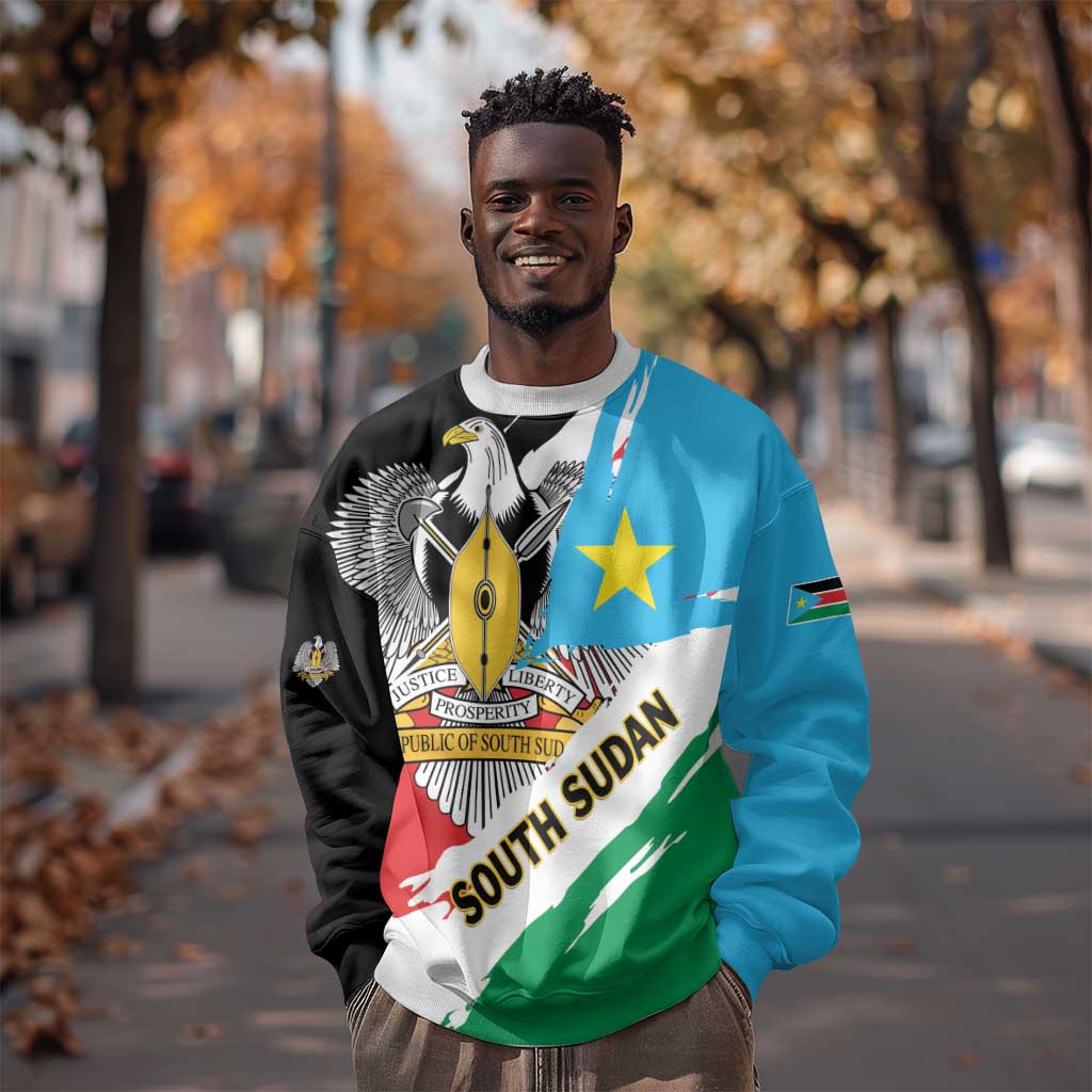 Personalized South Sudan Sweatshirt East Africa - Grunge Flag Unique LT01
