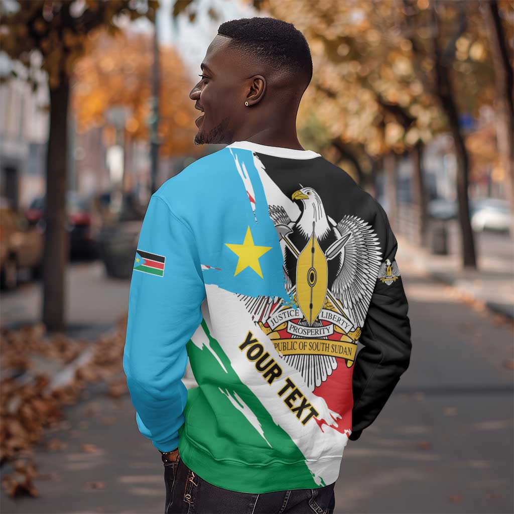 Personalized South Sudan Sweatshirt East Africa - Grunge Flag Unique LT01
