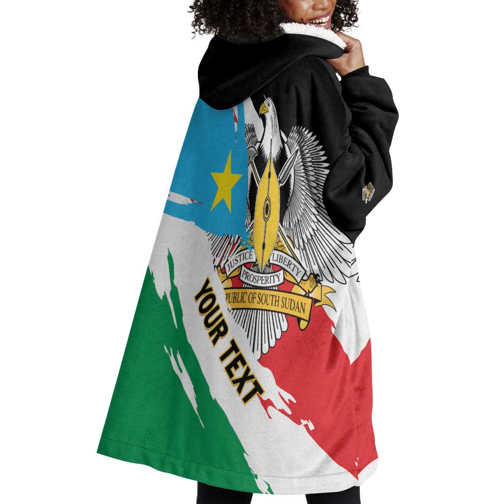 Personalized South Sudan Wearable Blanket Hoodie East Africa - Grunge Flag Unique LT01