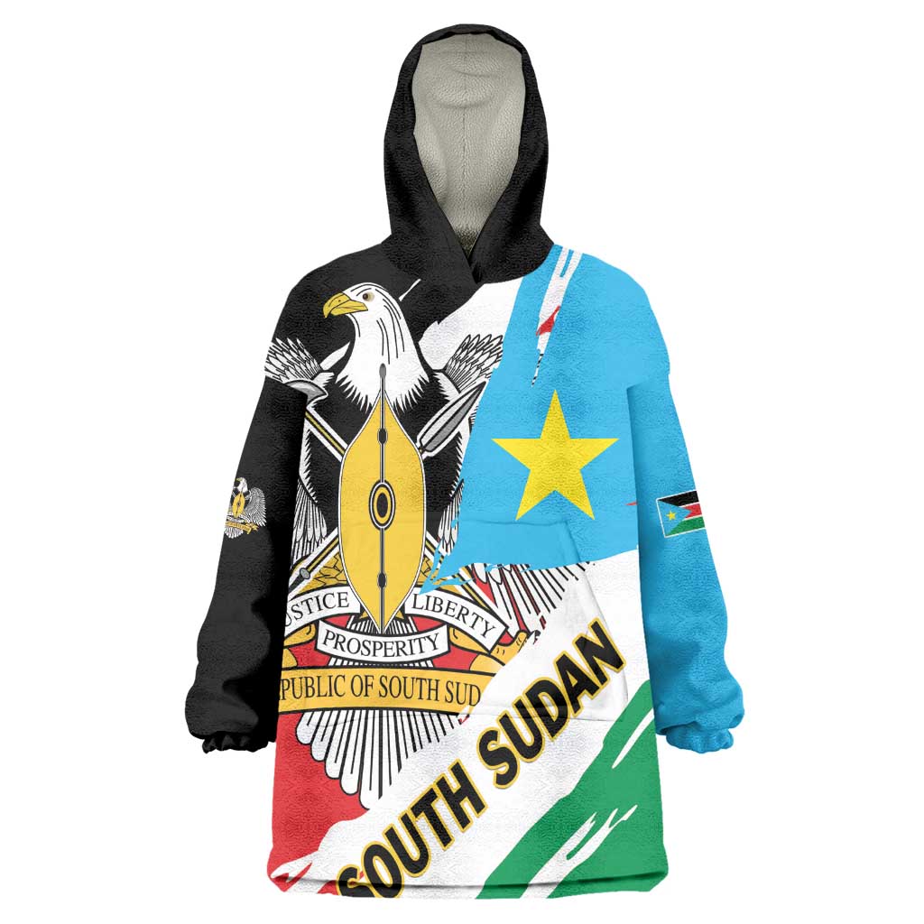Personalized South Sudan Wearable Blanket Hoodie East Africa - Grunge Flag Unique LT01