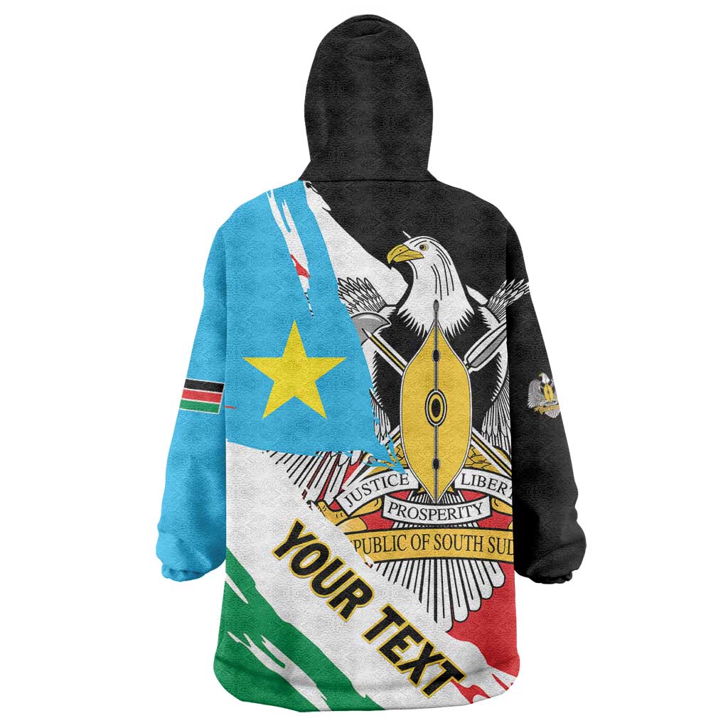 Personalized South Sudan Wearable Blanket Hoodie East Africa - Grunge Flag Unique LT01