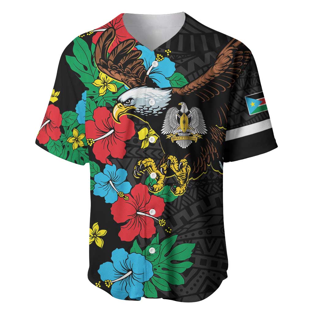 South Sudan Baseball Jersey African Pattern Hibiscus Floral LT01