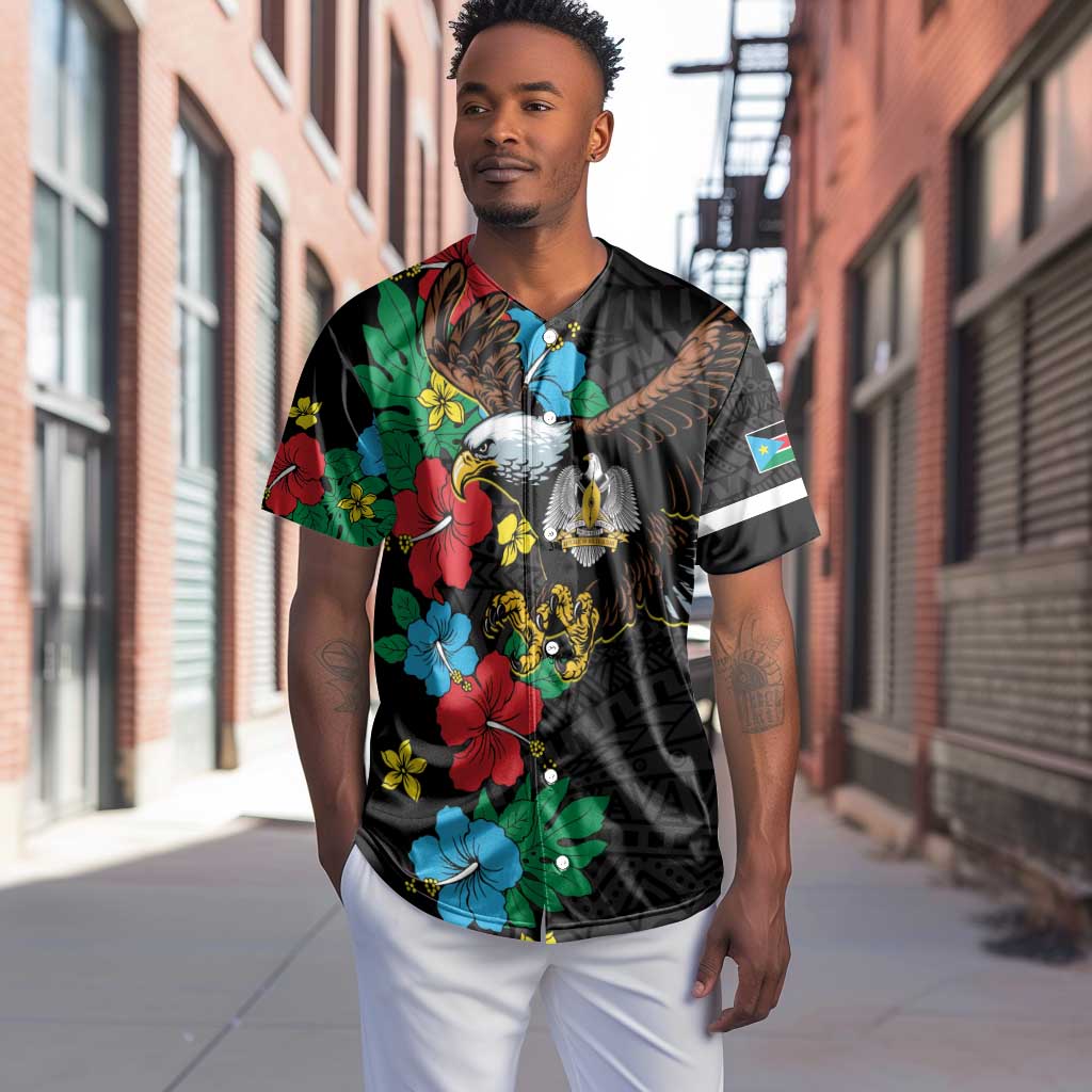 South Sudan Baseball Jersey African Pattern Hibiscus Floral LT01