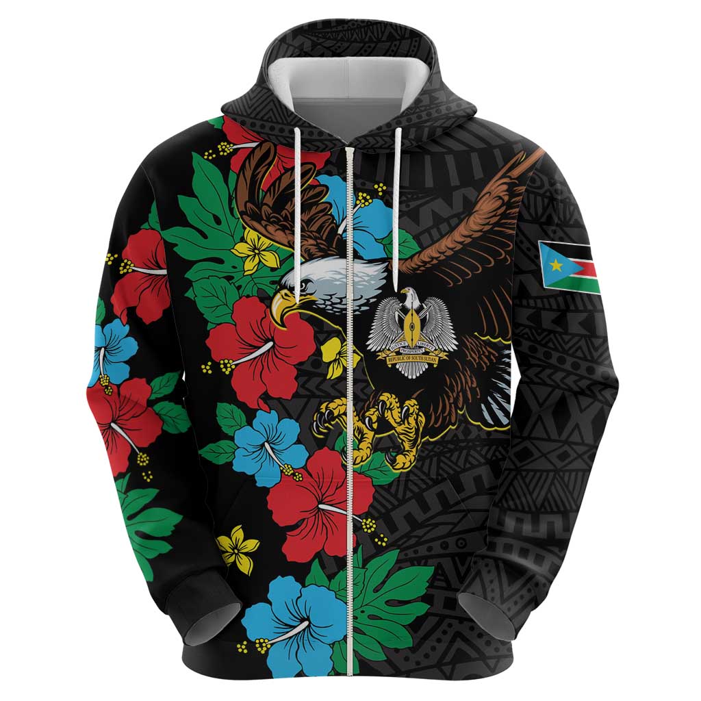 South Sudan Hoodie Hibiscus Floral African Pattern LT01