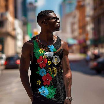 South Sudan Men Tank Top African Pattern Hibiscus Floral LT01