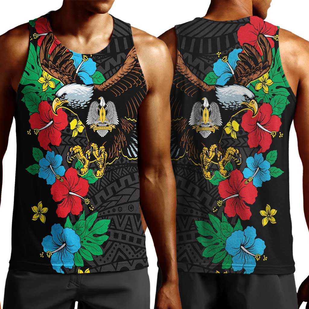 South Sudan Men Tank Top African Pattern Hibiscus Floral LT01