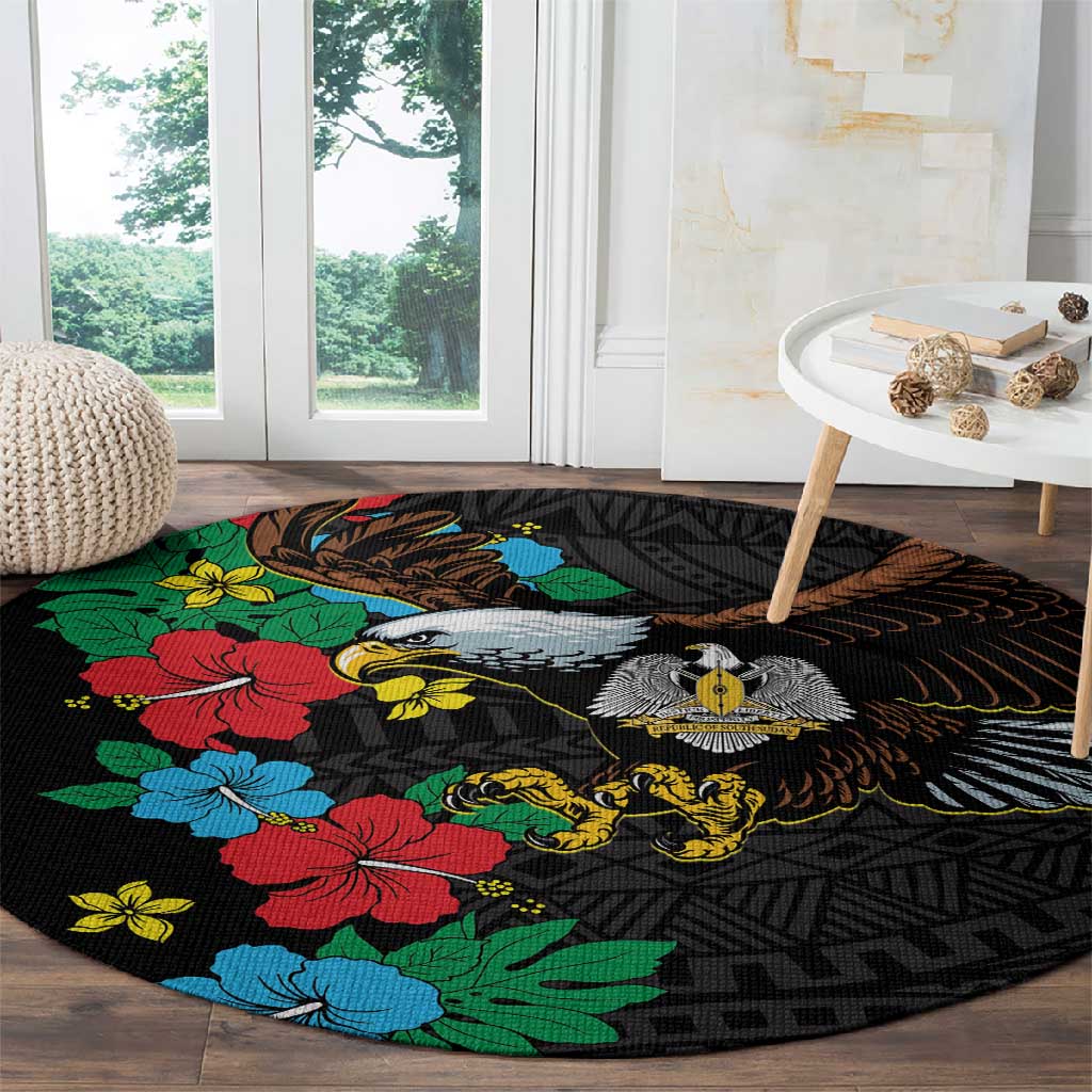 South Sudan Round Carpet African Pattern Hibiscus Floral LT01