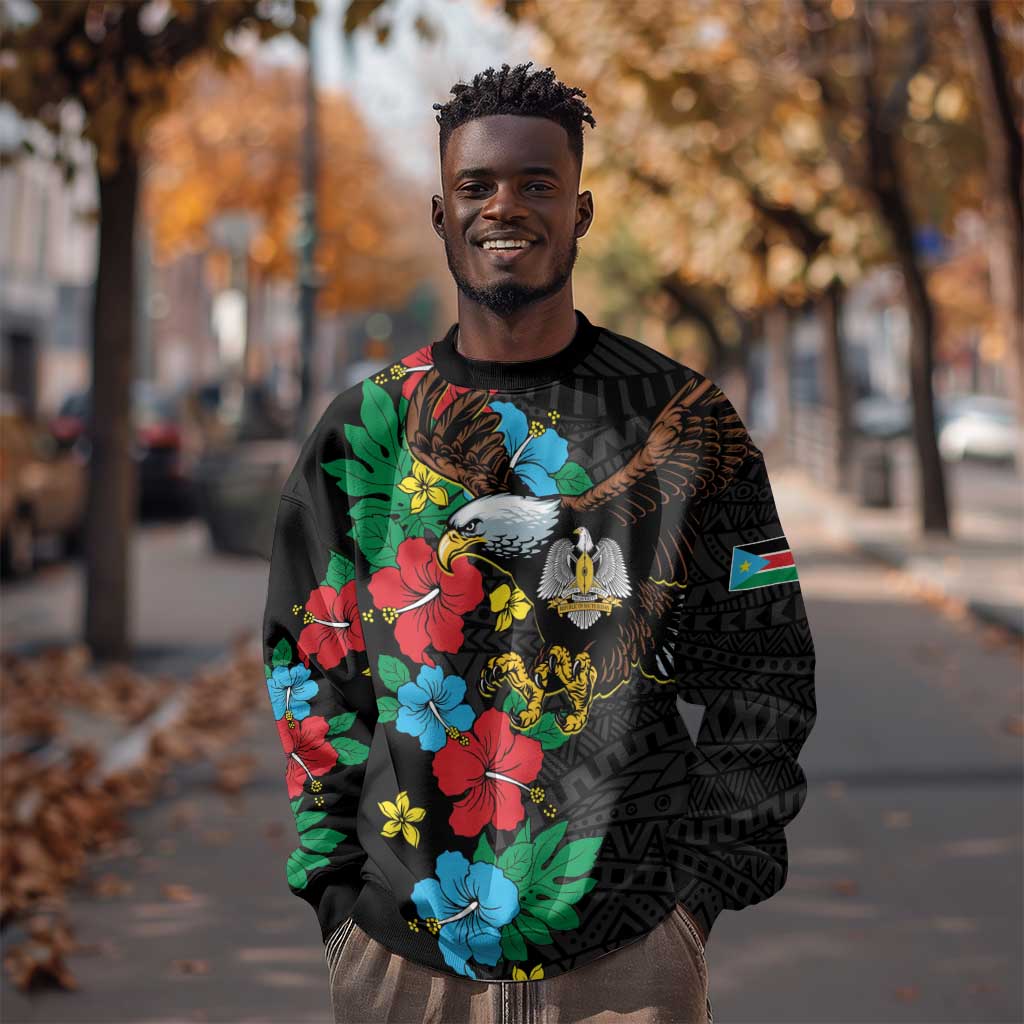 South Sudan Sweatshirt African Pattern Hibiscus Floral LT01