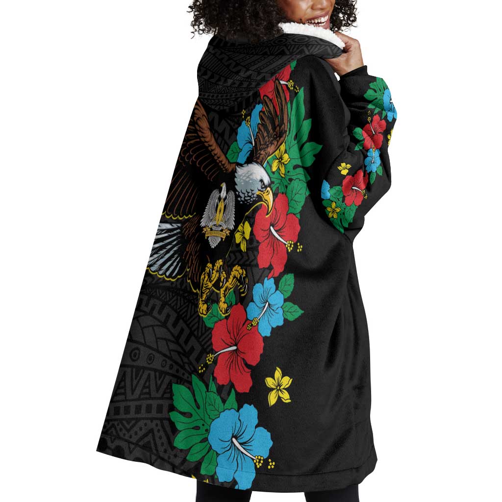 South Sudan Wearable Blanket Hoodie African Pattern Hibiscus Floral LT01