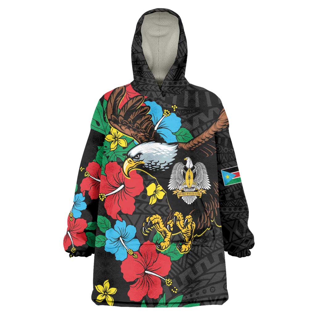 South Sudan Wearable Blanket Hoodie African Pattern Hibiscus Floral LT01