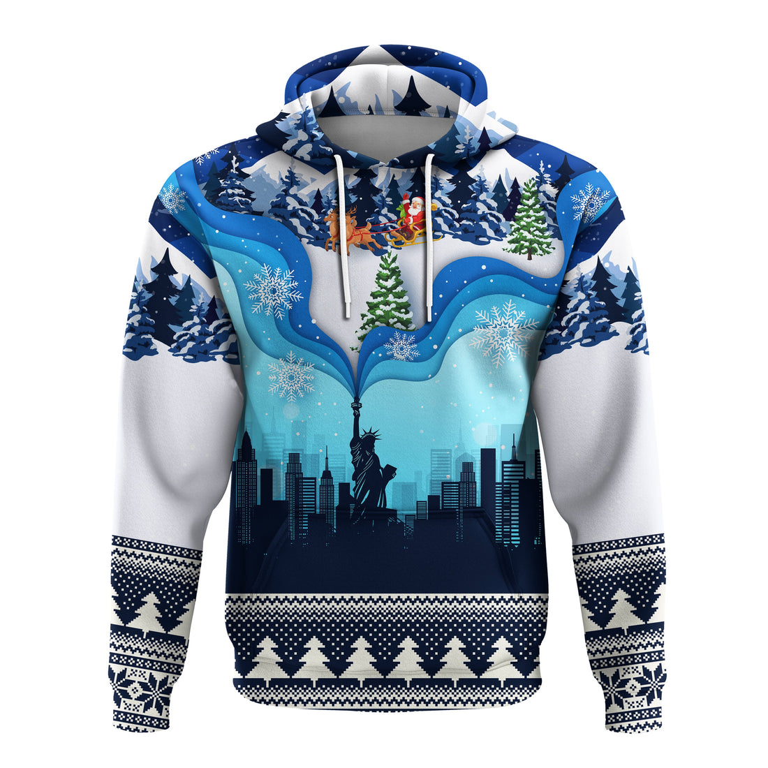 New York Christmas Hoodie Manhattan Statue Of Liberty LT01