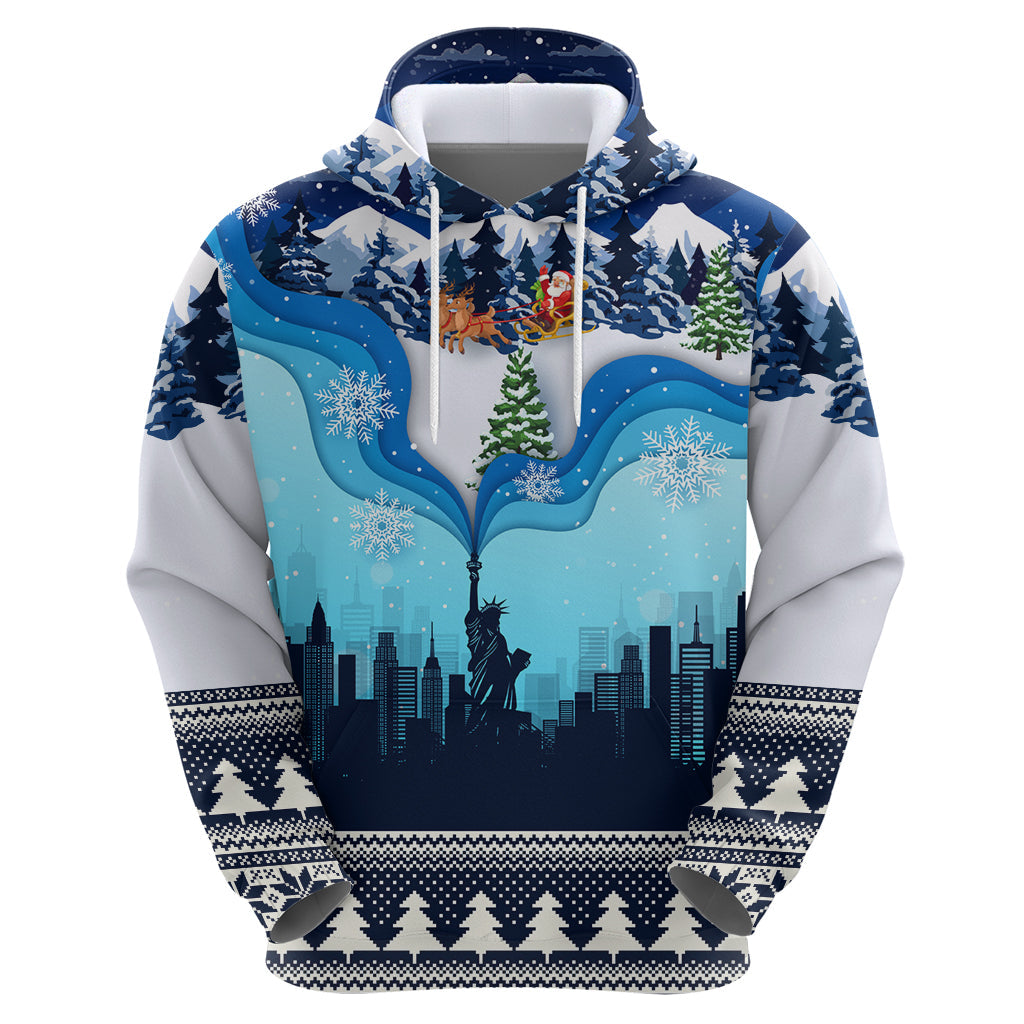 New York Christmas Hoodie Manhattan Statue Of Liberty LT01