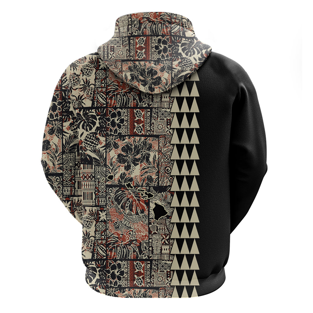 Hawaiian Quilt Hoodie Hibiscus Kakau Vintage Style LT01