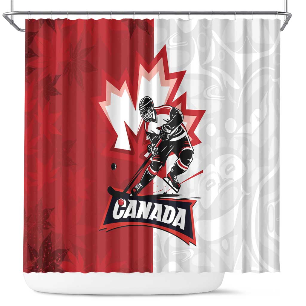 Canada Ice Hockey Team Shower Curtain Maple Leaf Go Champions LT01