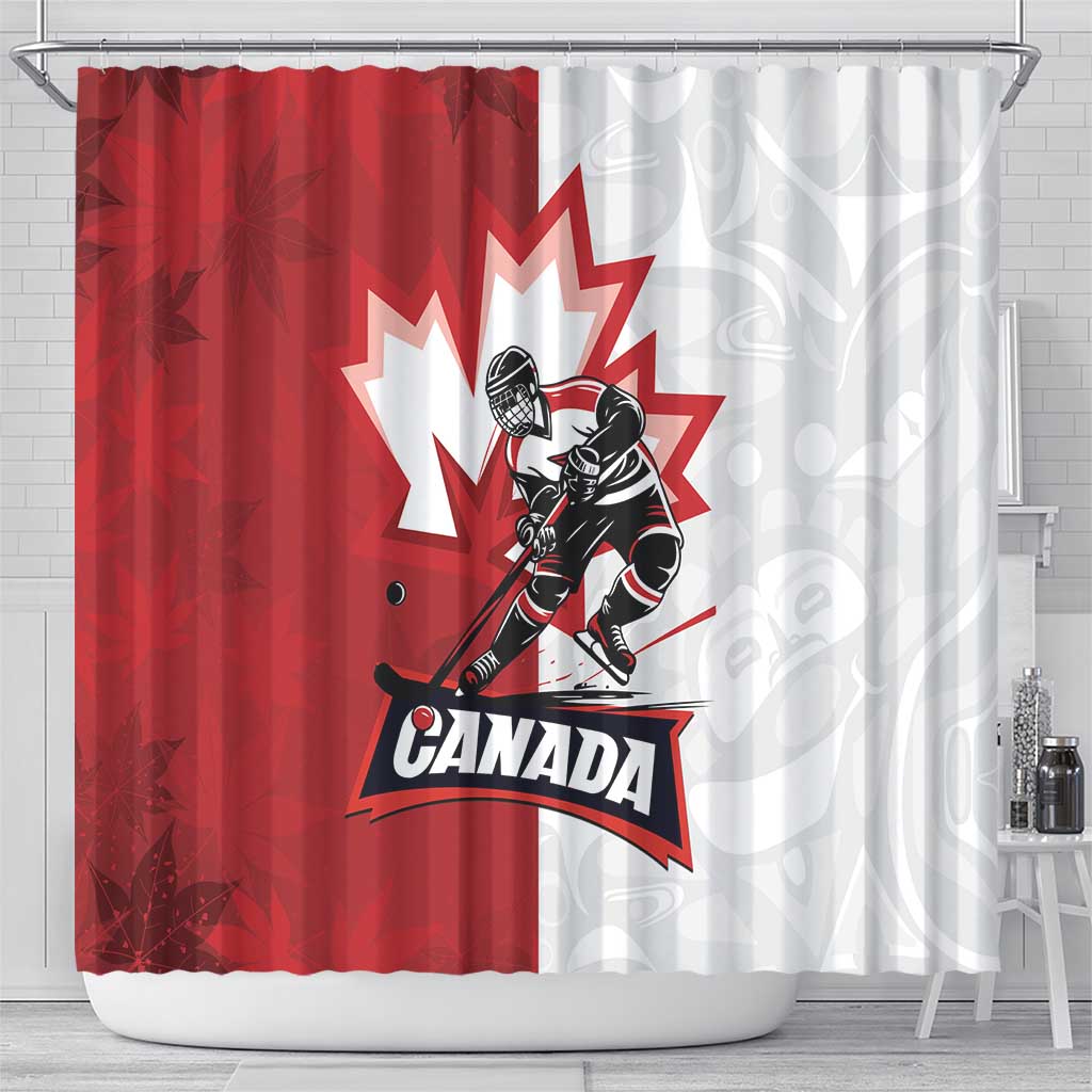 Canada Ice Hockey Team Shower Curtain Maple Leaf Go Champions LT01