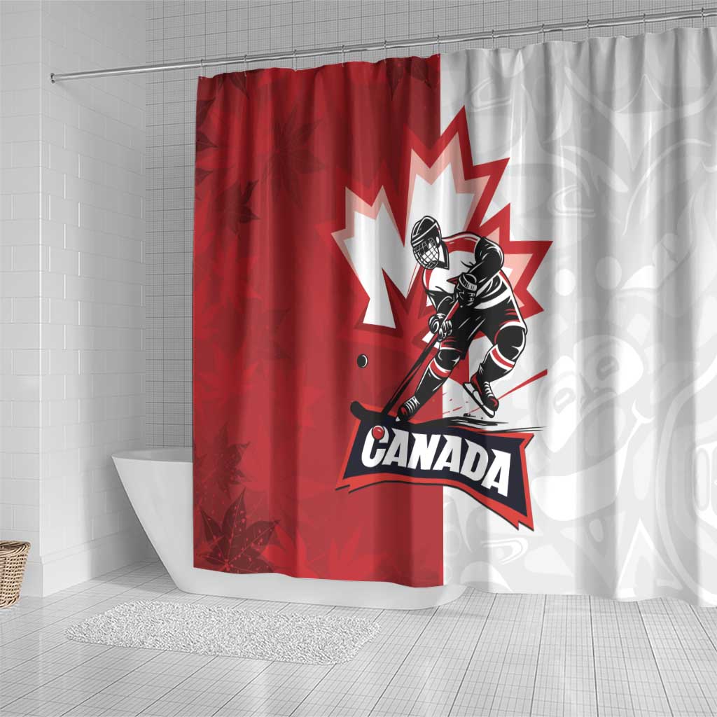 Canada Ice Hockey Team Shower Curtain Maple Leaf Go Champions LT01
