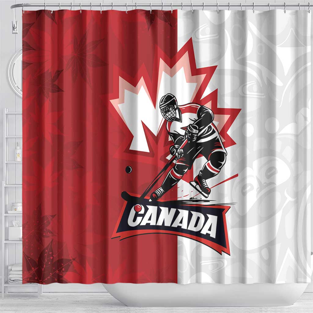 Canada Ice Hockey Team Shower Curtain Maple Leaf Go Champions LT01