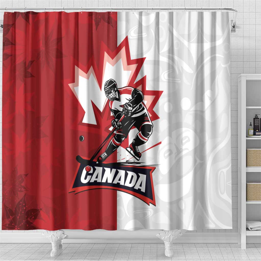 Canada Ice Hockey Team Shower Curtain Maple Leaf Go Champions LT01