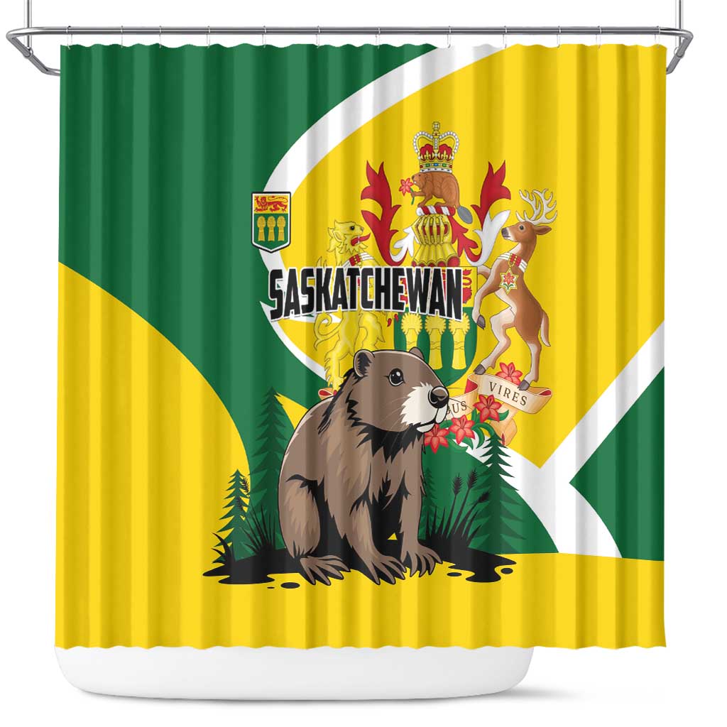 Canada Saskatchewan Province Shower Curtain Multis e Gentibus Vires LT01