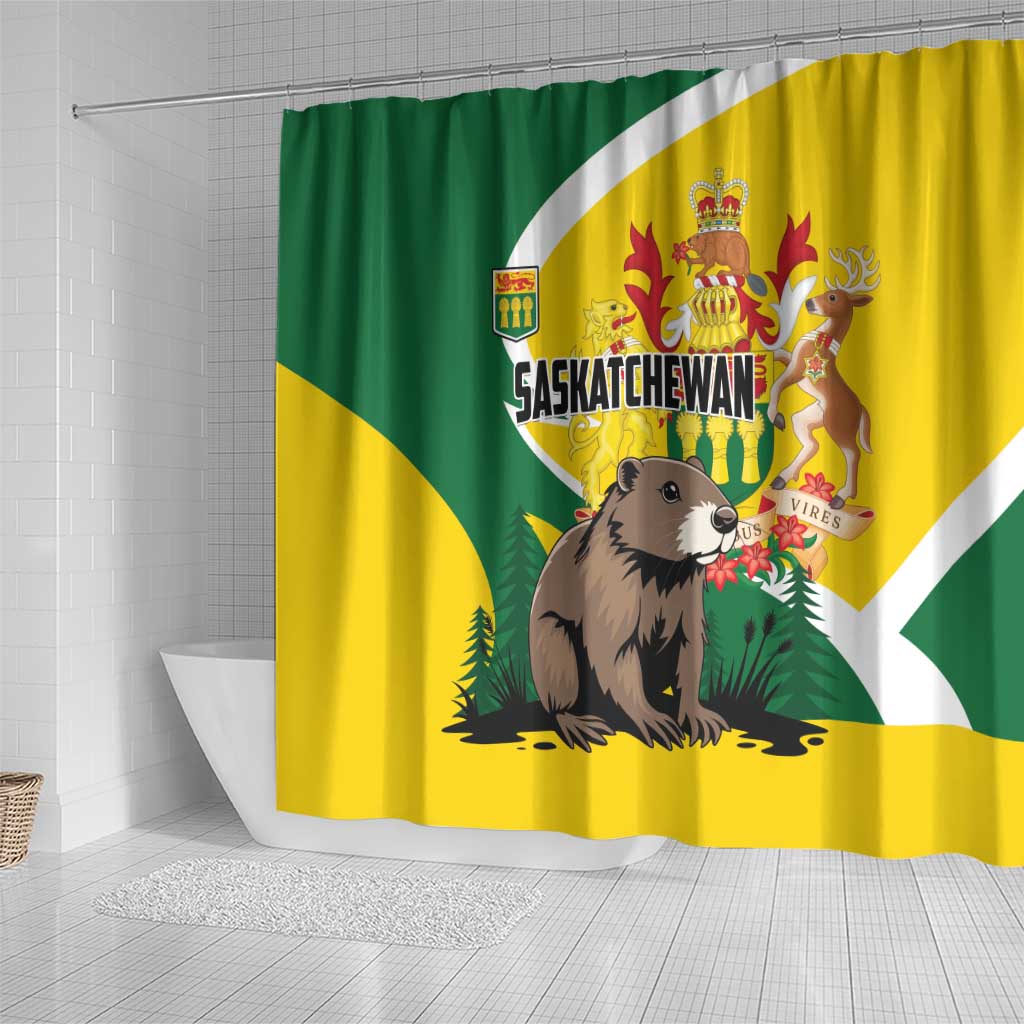 Canada Saskatchewan Province Shower Curtain Multis e Gentibus Vires LT01
