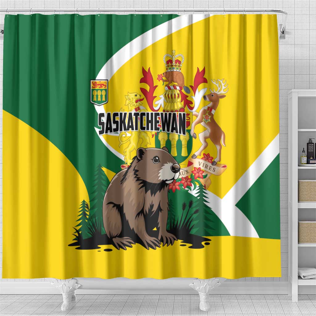 Canada Saskatchewan Province Shower Curtain Multis e Gentibus Vires LT01