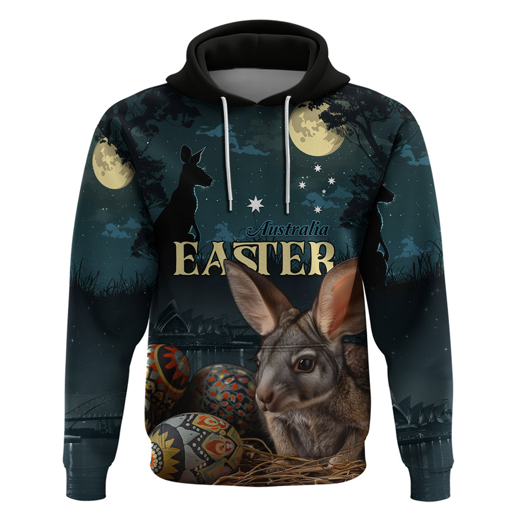 Australia Easter 2024 Hoodie Bunny With Aboriginal Eggs At Starry Night LT01