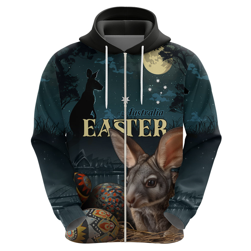 Australia Easter 2024 Hoodie Bunny With Aboriginal Eggs At Starry Night LT01