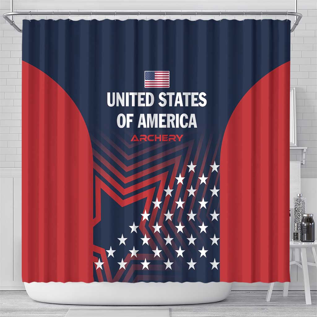 Personalized USA 2025 Archery Shower Curtain Aim Shoot Win LT01