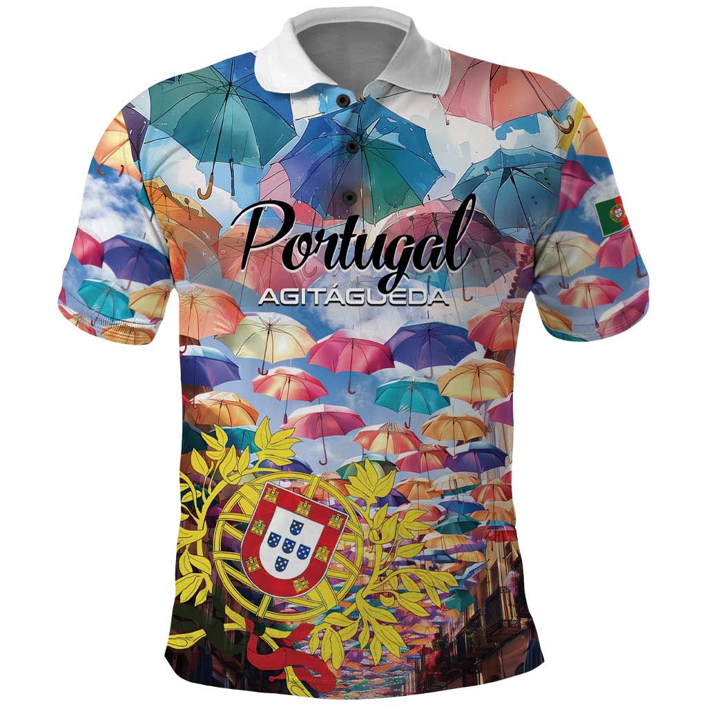 Personalized AgitAgueda Portugal Polo Shirt Colorful Umbrella Sky LT01