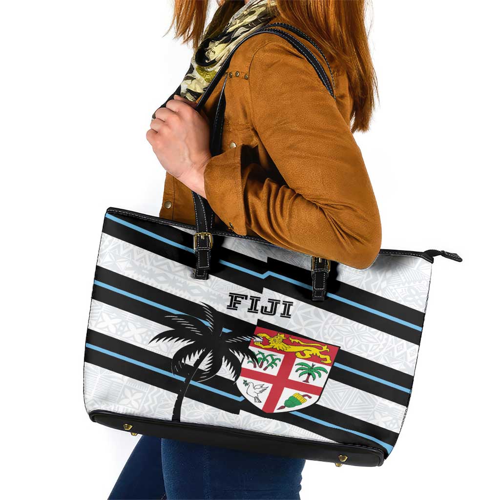 Fiji 2024 Rugby Leather Tote Bag Fijian Tapa Pattern LT01