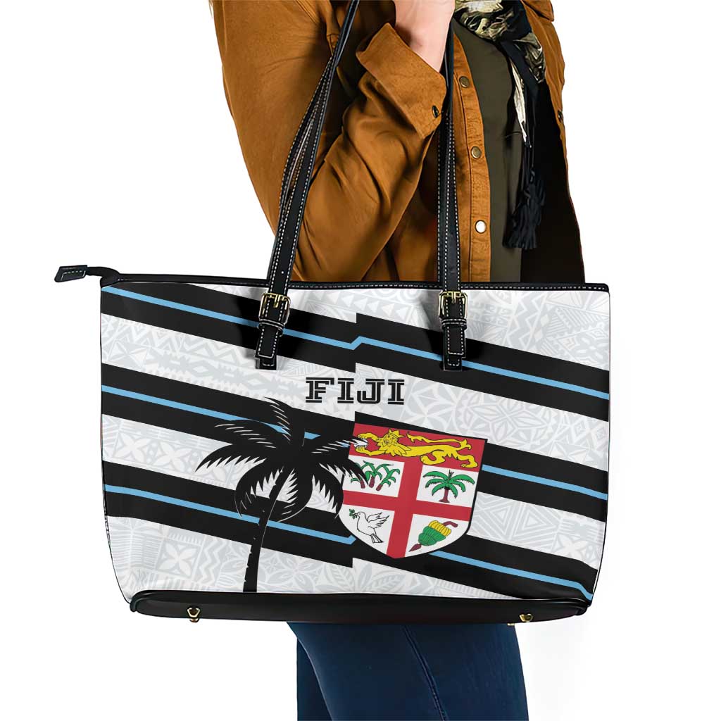 Fiji 2024 Rugby Leather Tote Bag Fijian Tapa Pattern LT01