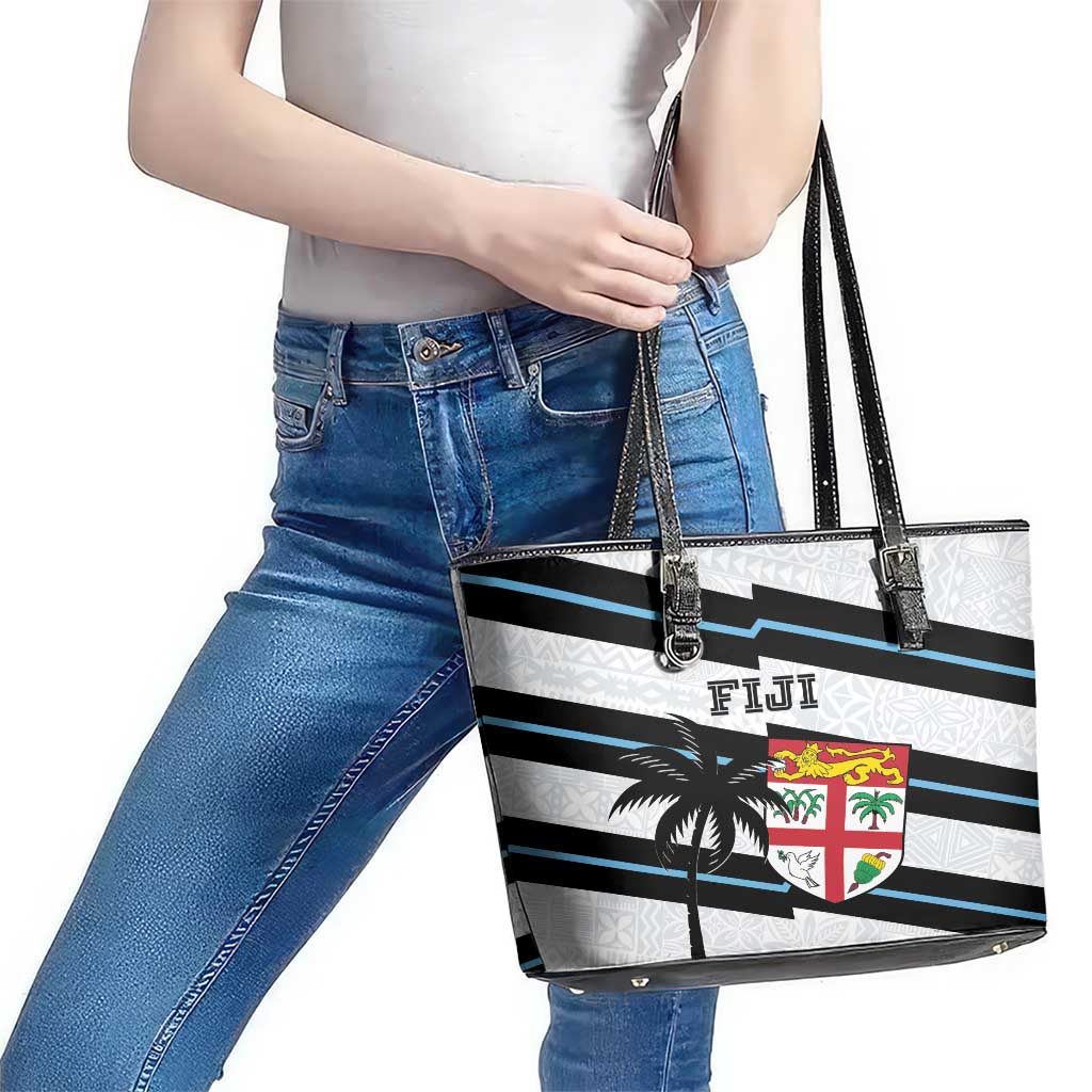 Fiji 2024 Rugby Leather Tote Bag Fijian Tapa Pattern LT01