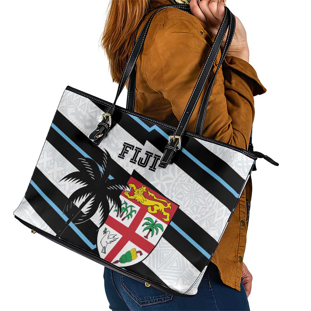 Fiji 2024 Rugby Leather Tote Bag Fijian Tapa Pattern LT01