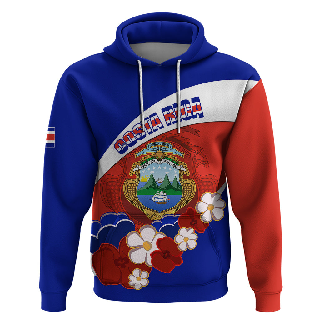 Costa Rica Hoodie Costa Rica Coat Of Arms With Flowers LT01