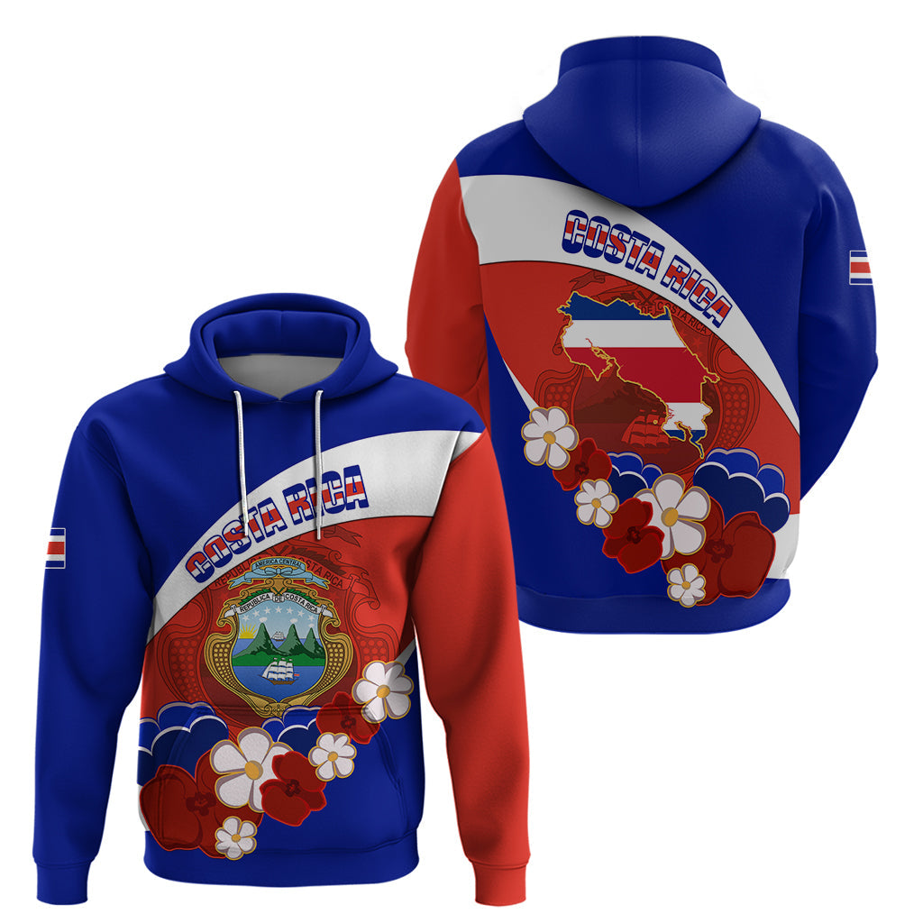 Costa Rica Hoodie Costa Rica Coat Of Arms With Flowers LT01