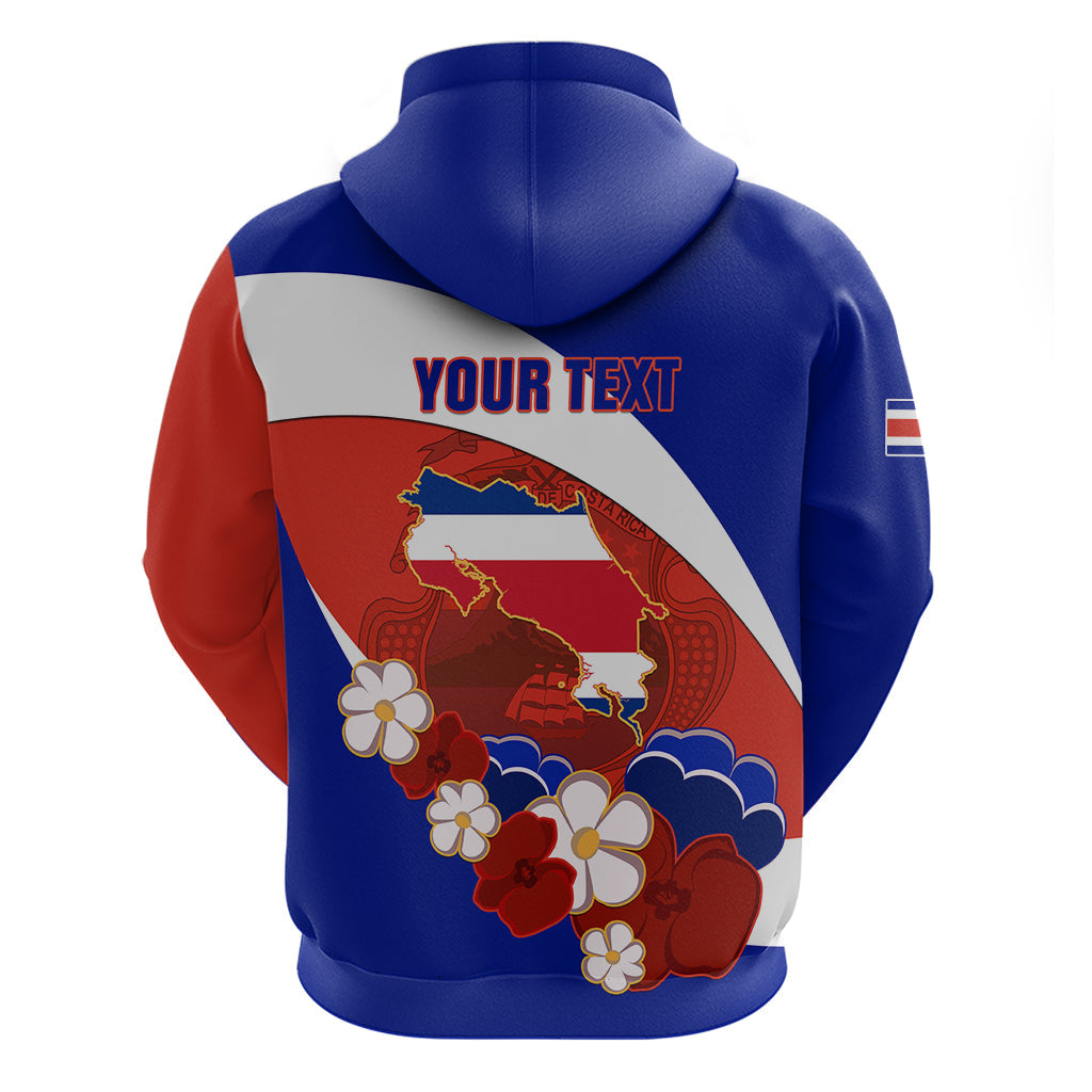 Personalised Costa Rica Hoodie Costa Rica Coat Of Arms With Flowers LT01